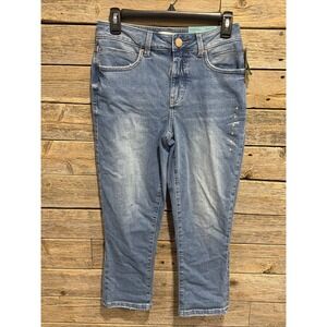 NWT Maurices Everflex Jeans Women's Sz 2 Curvy Skinny High Rise Crop Blue Denim